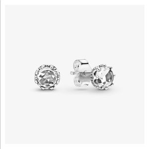 Clear Sparkling Crown Stud Earrings